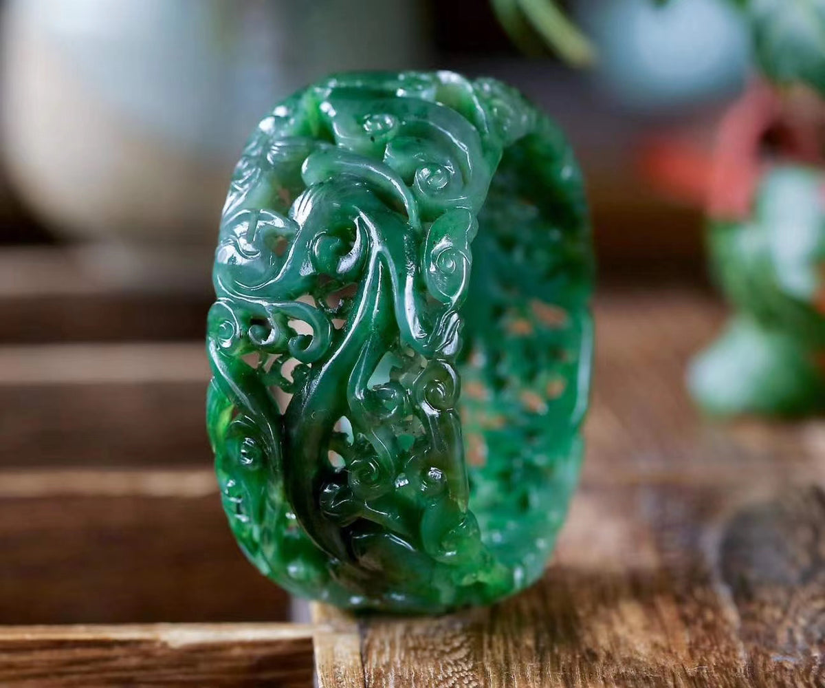 Carved hot sale jade bangle