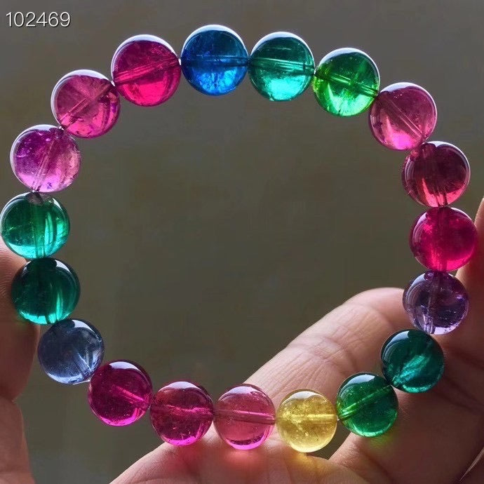 From Brazil natural colour tourmaline beads Bracelet 10.8mm 37.3g