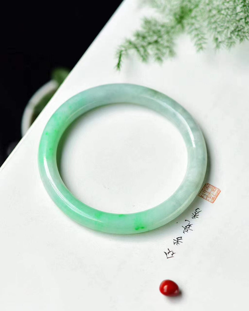 Natural green jade bangle 53*7.2mm