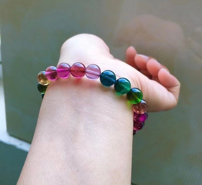 8 mm Natural Rainbow Tourmaline Bracelet Multi Color Tourmaline Bracel –  AriaDesignCollection