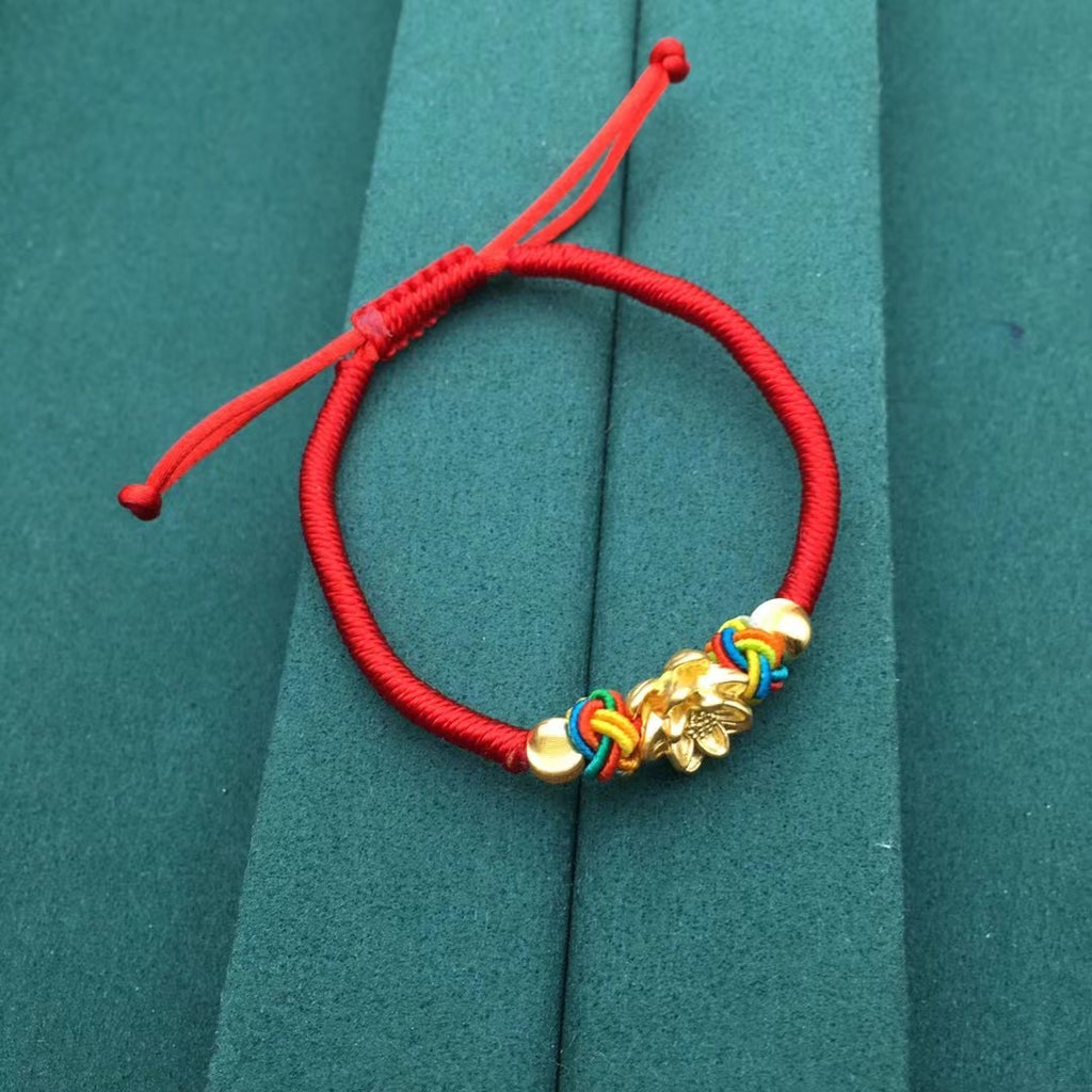 24K gold Guanyin lotus good luck bracelet