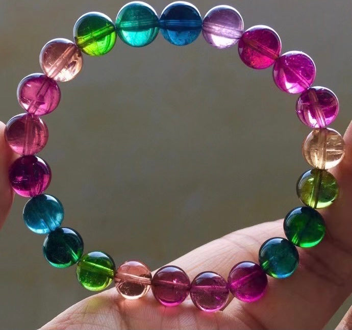 Natural Brazil Rainbow Tourmaline bracelet 8.8mm