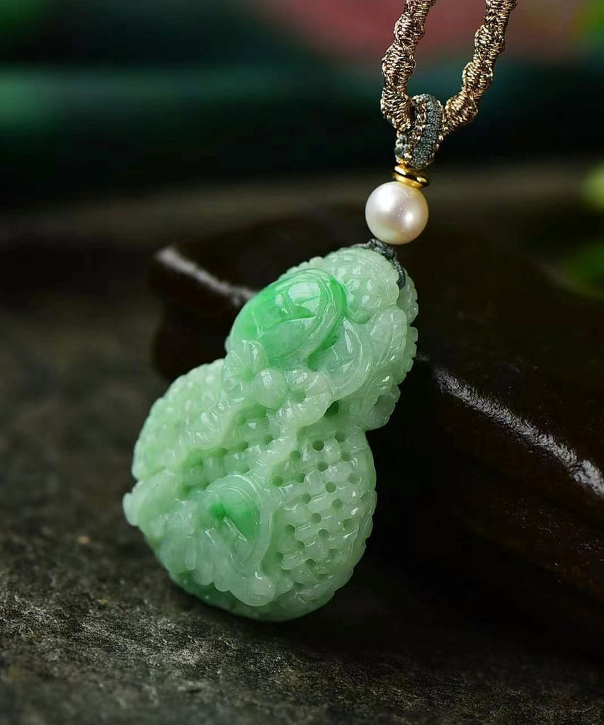 Natural green jade  money bags good luck pendant necklace 38*27.5*12mm