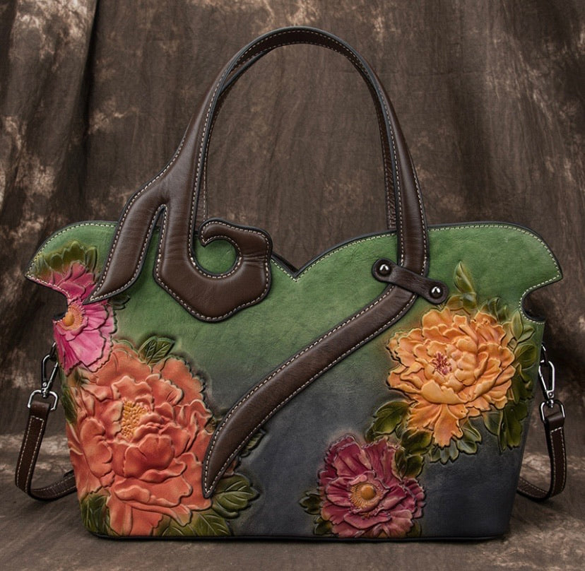Vintage embossing woman leather bags