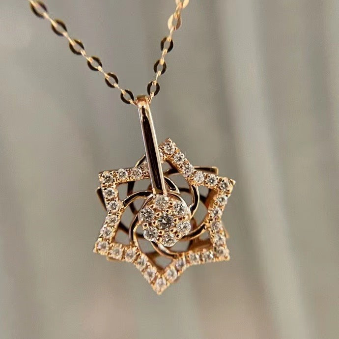 18k Hexagram diamond necklace