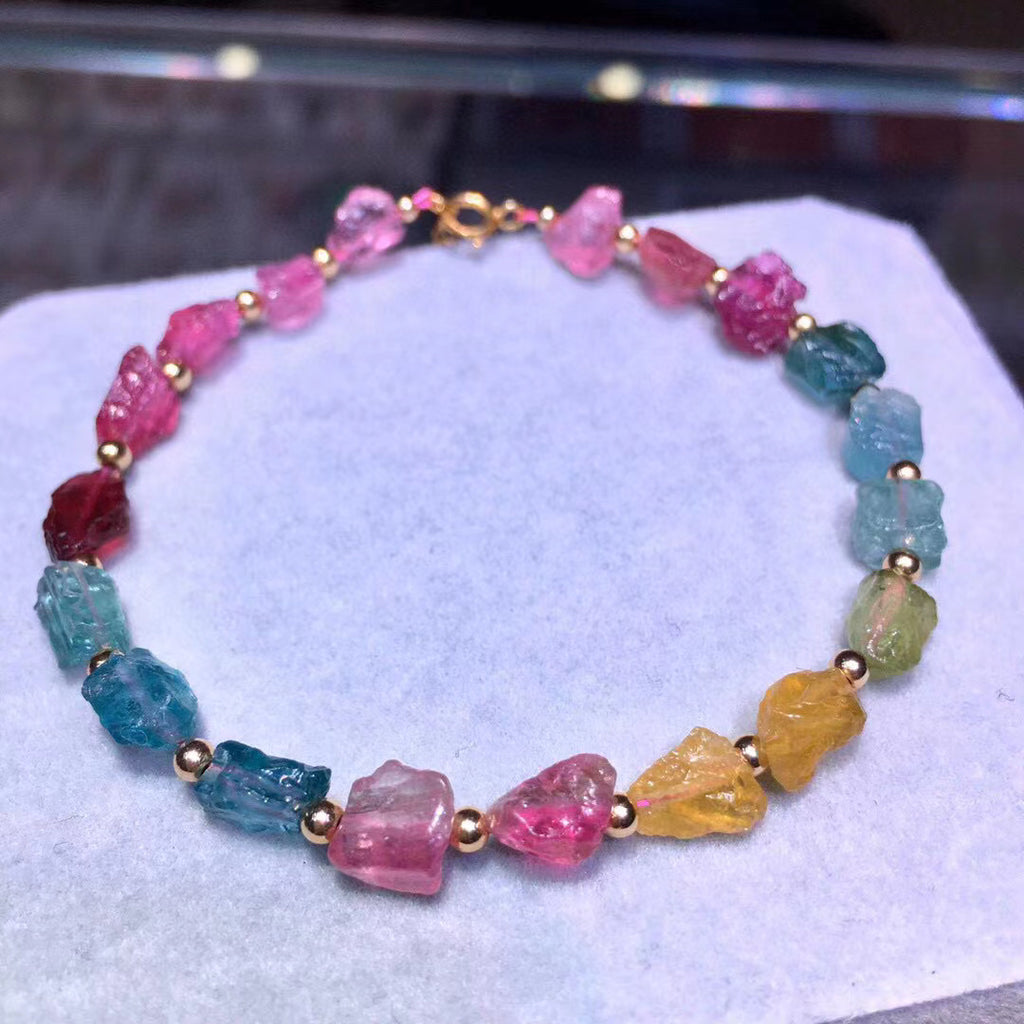 Natural colour tourmaline beads Bracelet 9*6.5mm