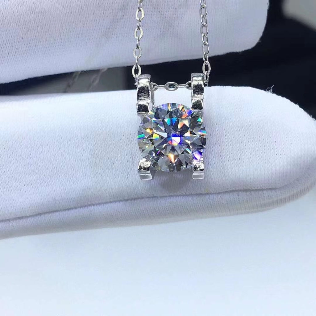 2 carat sterling silver moissan diamond pendant necklace 0.8mm