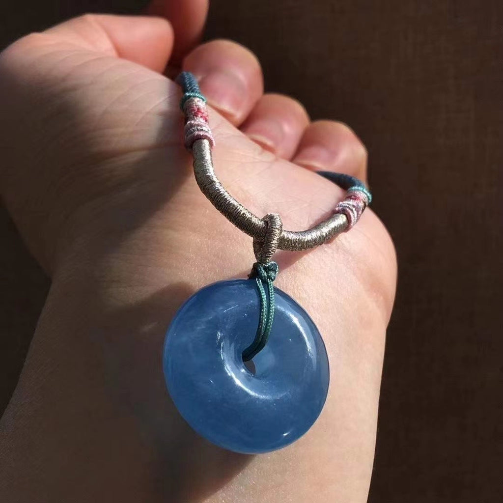Aquamarine pendant necklace 26*10 mm 14.7g