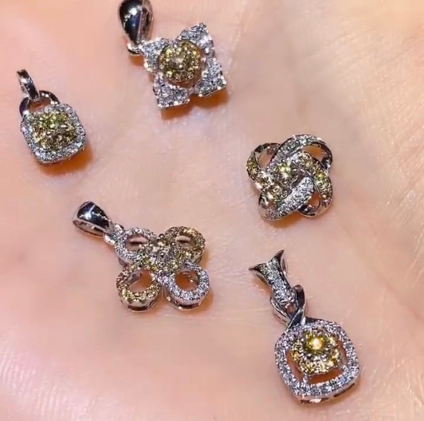 18k Yellow diamond pendant necklace