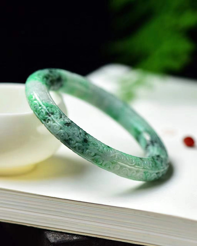 Natural green jade bangle 56*10.3mm