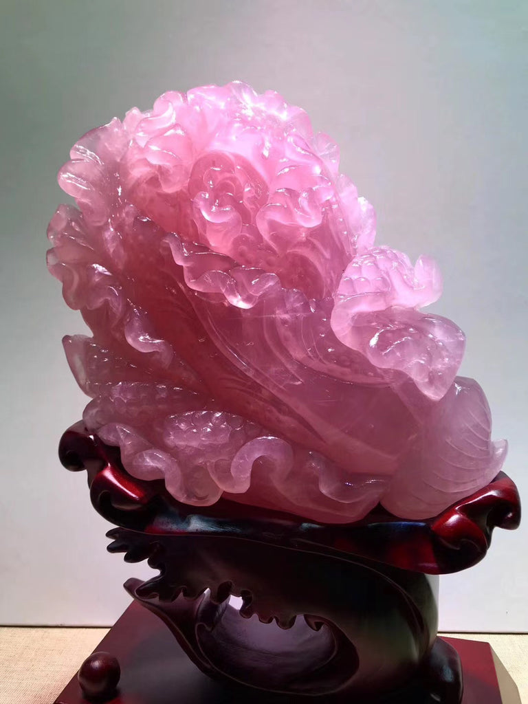 Pink crystal carved 26.5/18/10cm 10lb