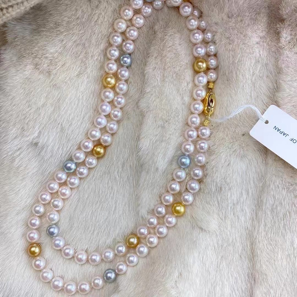 Natural Japan Sea Pearl necklace 8-9mm 80cm